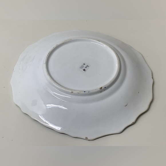 19th Century Vintage Gaudy Welsh Feather Pattern Square Scalloped Plate - Picture 7 of 15